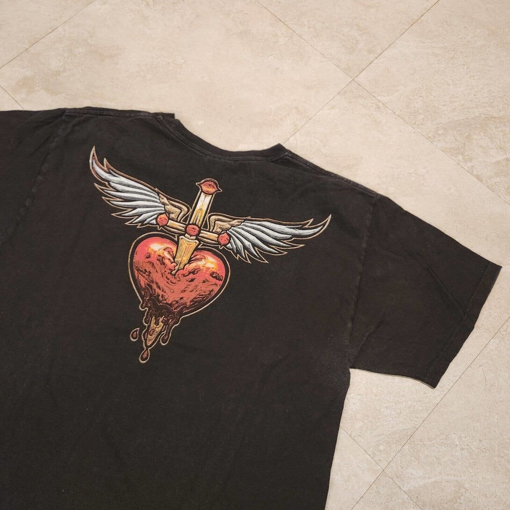 VTG Y2K Bon Jovi Dagger Through Heart Music Concert Tour Band T Shirt Mens XL‎